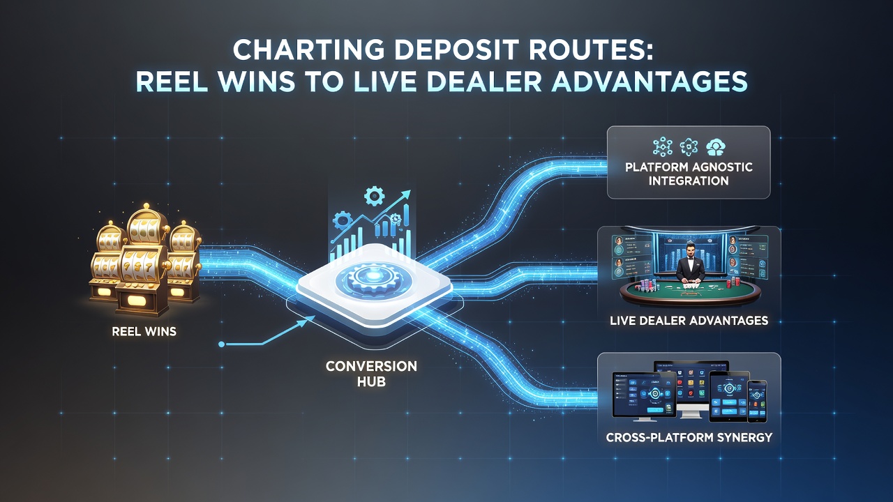 Illustration of deposit pathways connecting slot machine outcomes to live dealer table advantages on unified casino platforms
