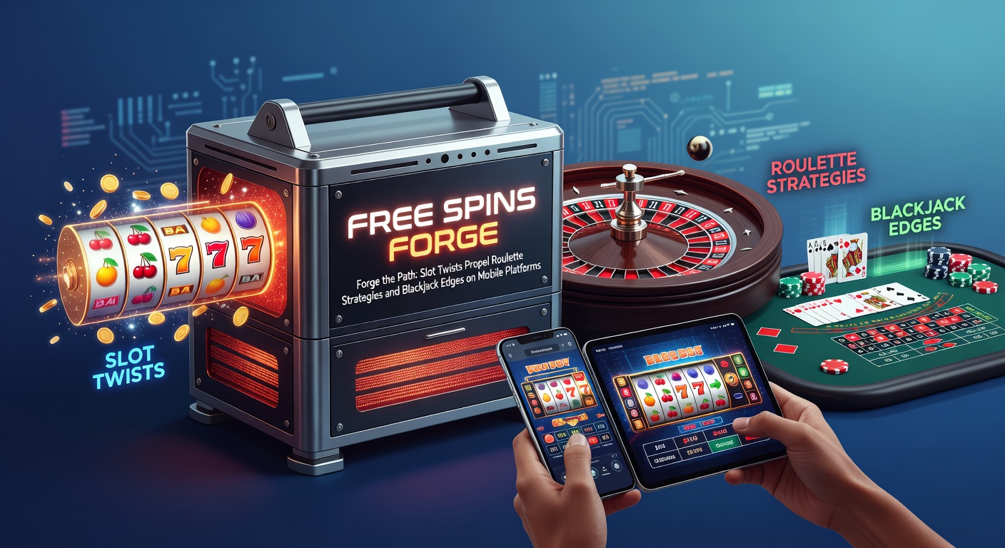 Vibrant mobile slot screen showing free spins activation amid colorful reels and jackpot symbols, transitioning to roulette wheel and blackjack table icons