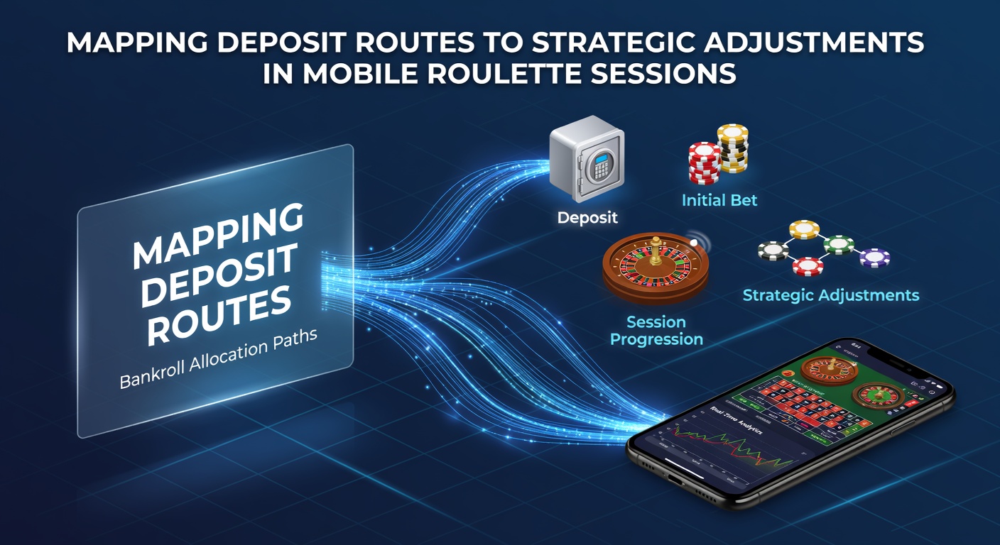Diagram showing various mobile deposit methods connecting to roulette strategy adjustments on smartphone screens