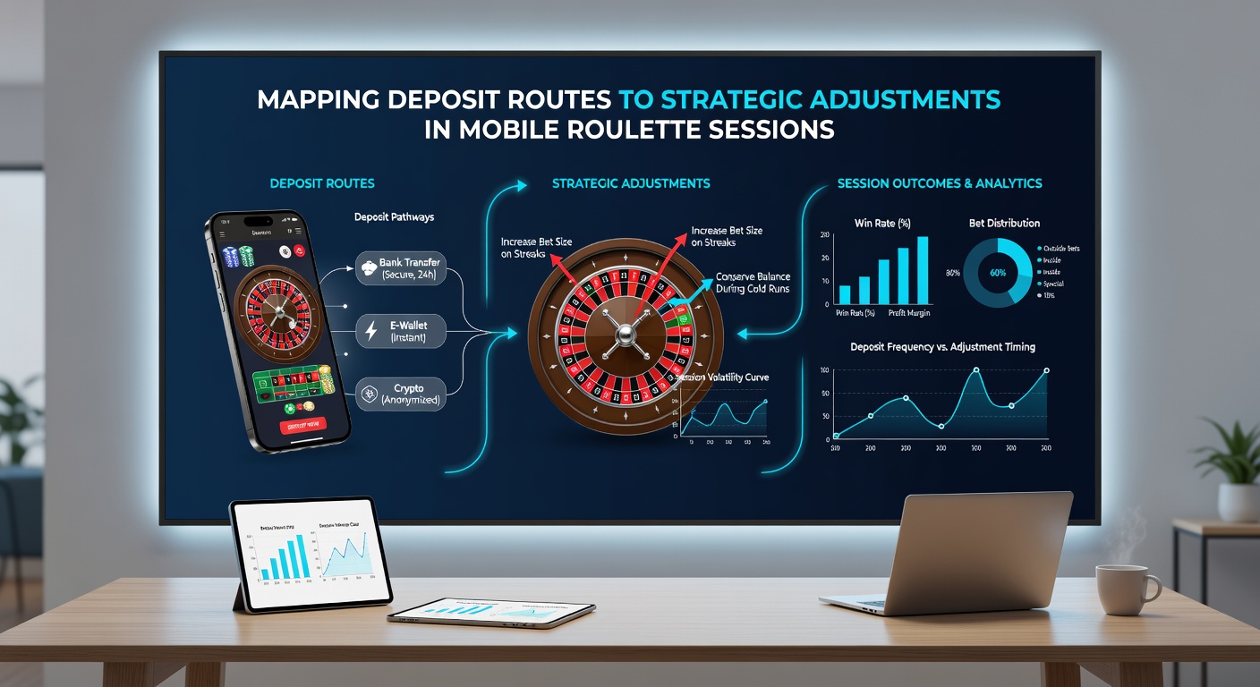 Mobile roulette interface displaying deposit confirmation alongside adjusted betting chips and strategy overlays