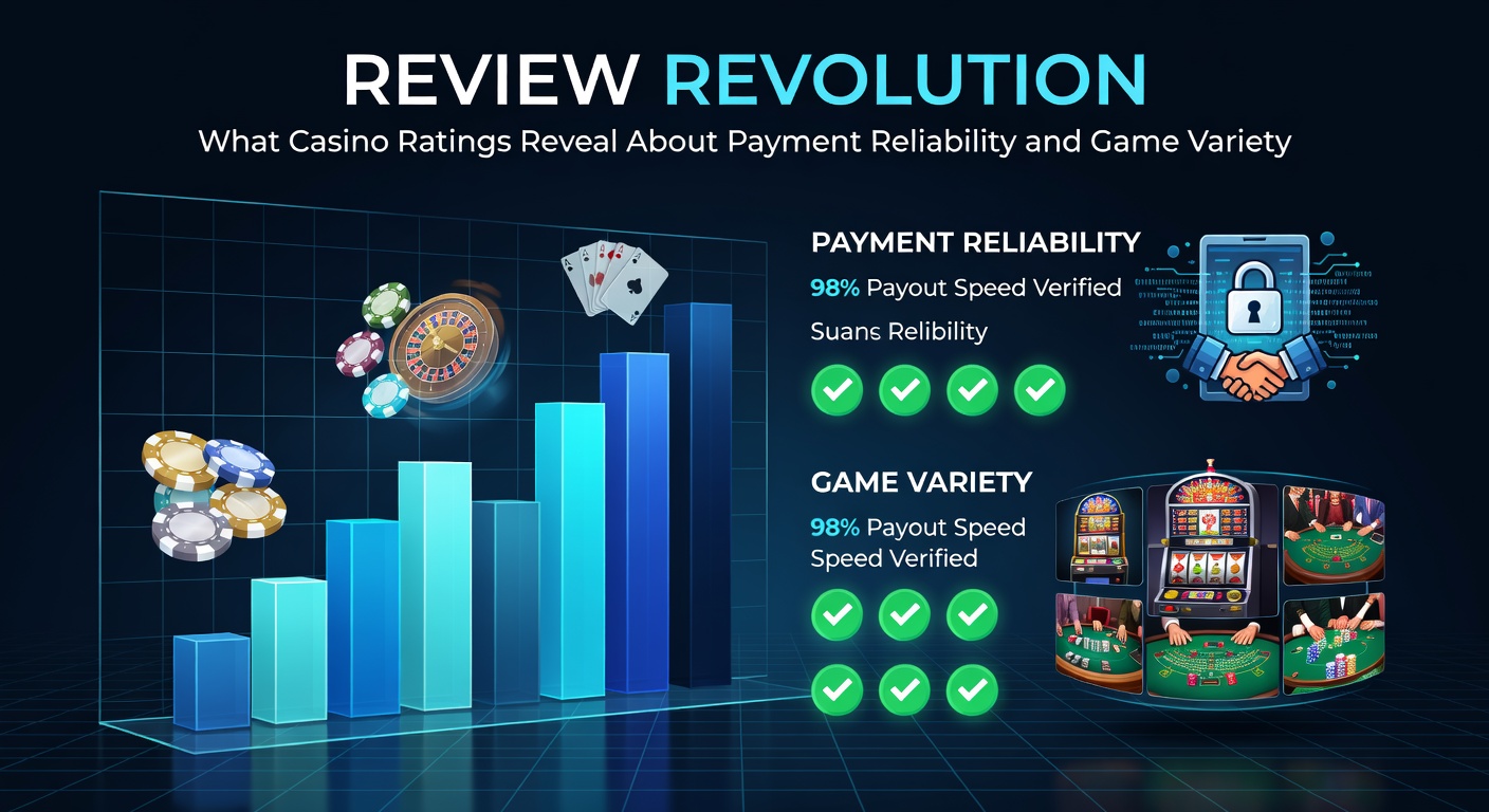 Digital dashboard displaying casino rating metrics, highlighting payout icons and diverse game thumbnails