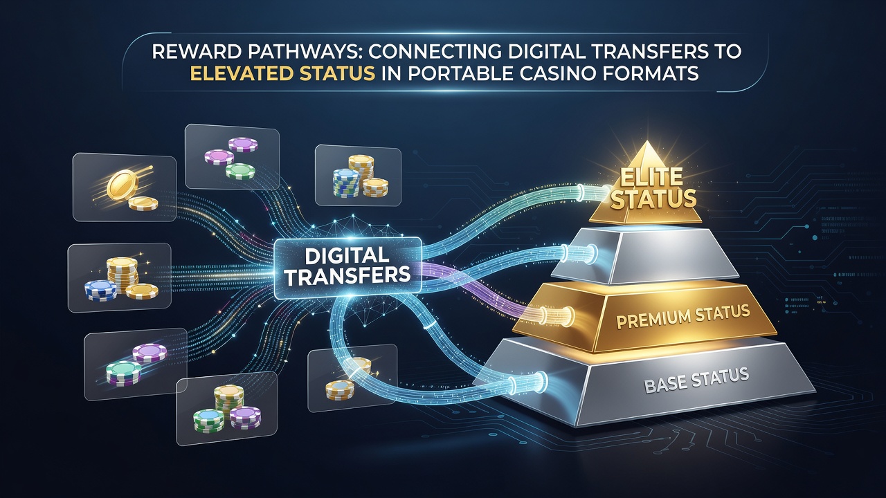 Portable device displaying casino app with VIP status indicators and transfer confirmations