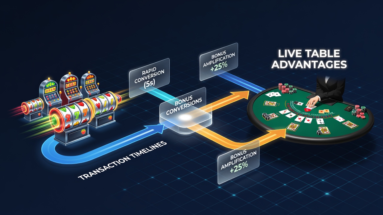 Live dealer table screen with bonus balance and transaction status indicators visible