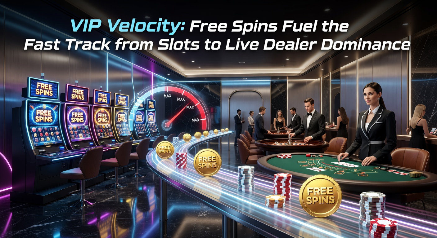 Vibrant online casino interface showing spinning slot reels transitioning to a live dealer blackjack table with VIP badges glowing